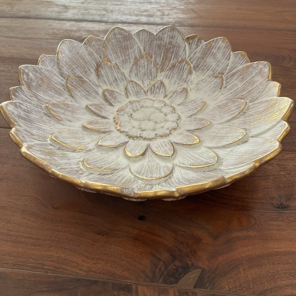 Vintage Royal Haeger Centerpiece Flower Bowl Gold Tweed 377-K 13"